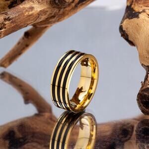 Black groove band RING - Gold- size 13